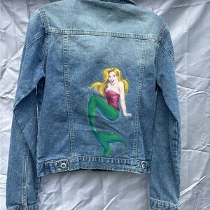 Custom hand-painted denim jacket. Fully washable. Mermaid design